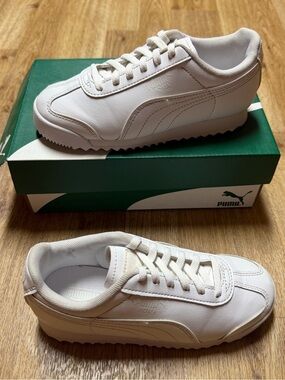 Puma Roma Basic PS Preschool Kids’ Shoes Size 13C White/Gray Violet 361594-14